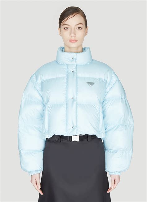 prada blue puffer jacket.